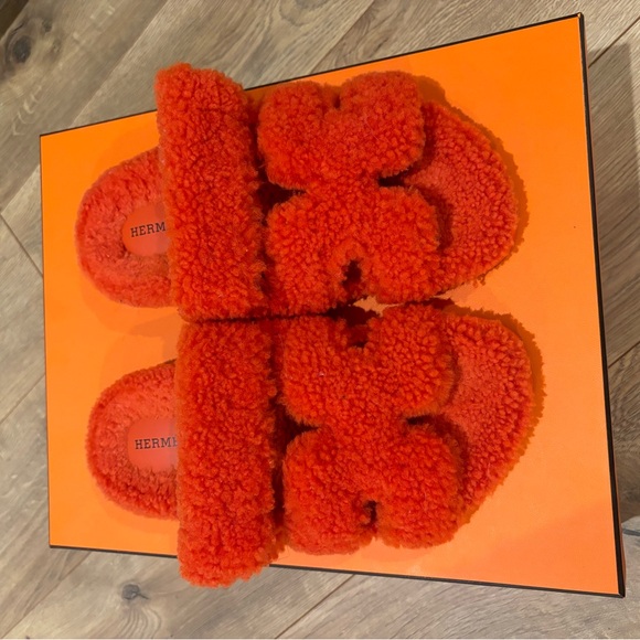 Hermes Chypre Sandals 37 orange